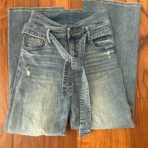 USED Kut from the Kloth Light Blue Denim Jeans High Rise Wide Leg Sz 2